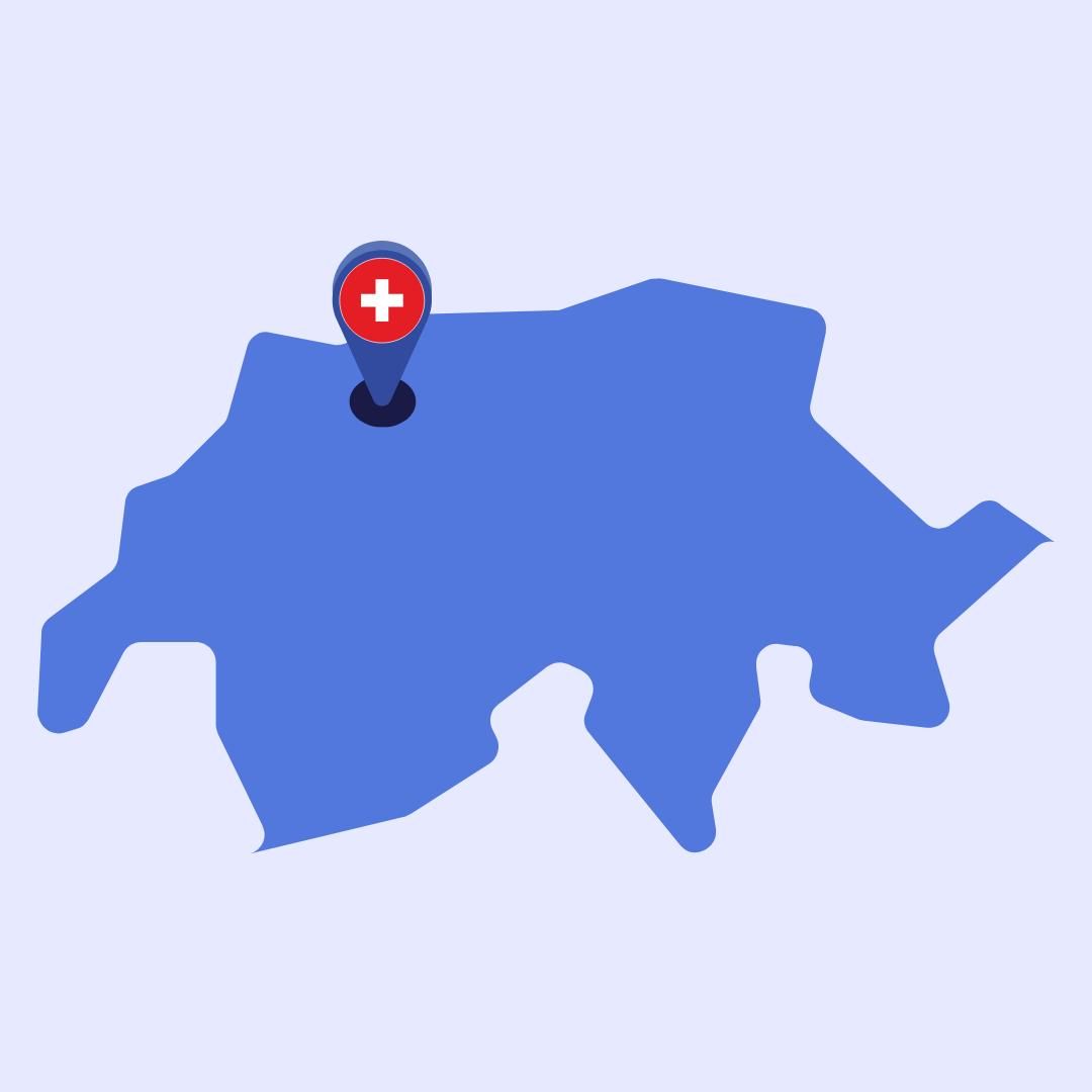 Karte der Schweiz mit Pin in Baselland
