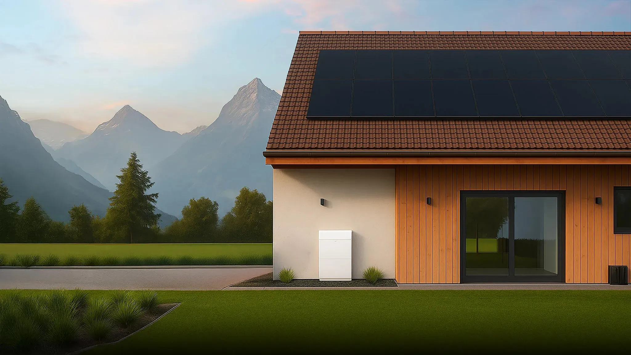 Haus mit Photovoltaik und Speicher