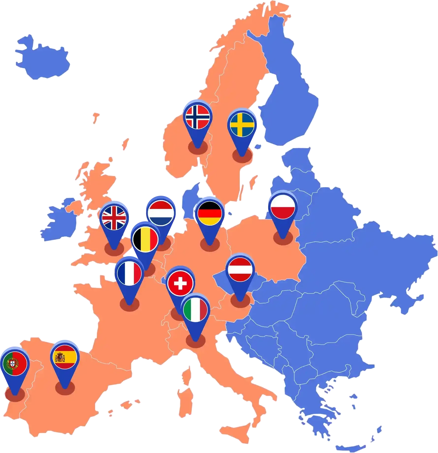 kart over de europeiske landene hvor otovo har virksomhet